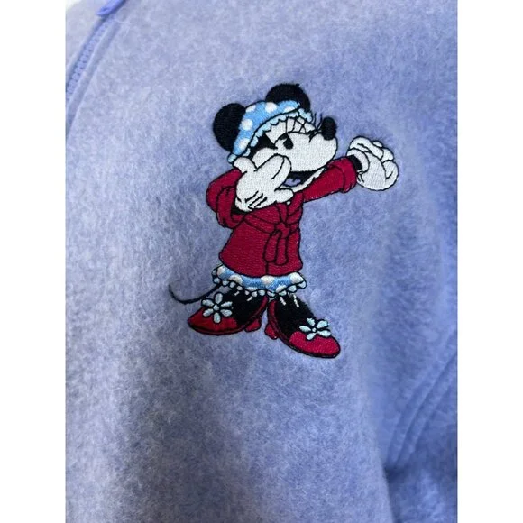 Disney Women’s Blue Minnie Mouse Embroidered Long Loungewear Zippered Sz M - New